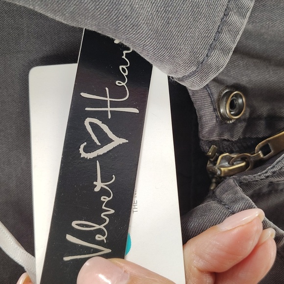 Velvet Heart Jacket Size Large Dark Gray Zip Up And Snap Drawstring Waist - Picture 3 of 6